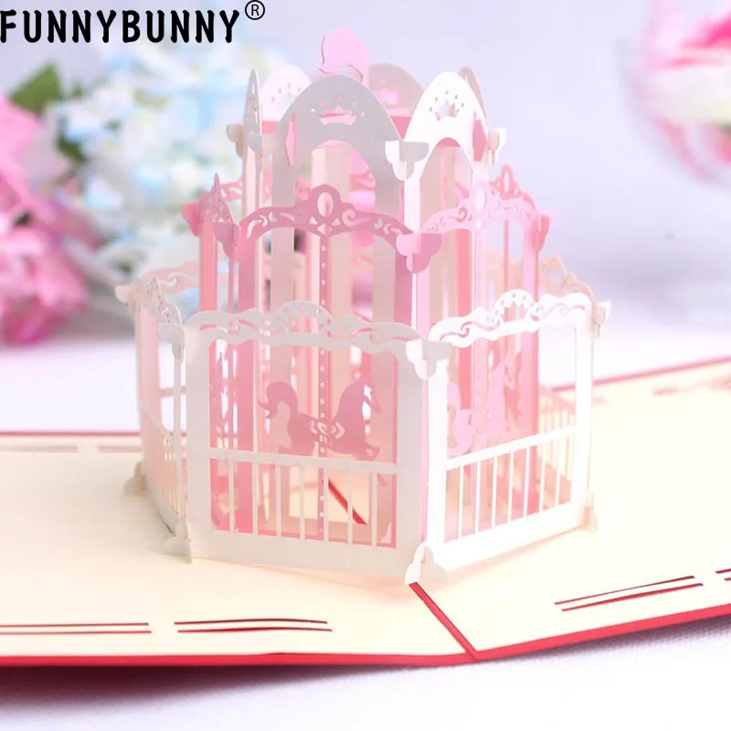 FUNNYBUNNY ручная работа карусель 3D открытка на день рождения Детские открытки с