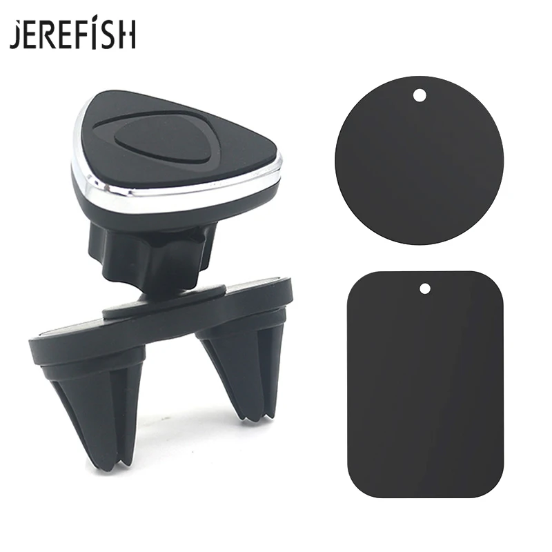 Черный JEREFISH Супер магнитный автомобильный держатель для телефона с Двойным Зажимом, магнитное крепление на вентиляционное отверстие, подставка для смартфона, автомобильный держатель gps для iPhone - Цвет: Черный