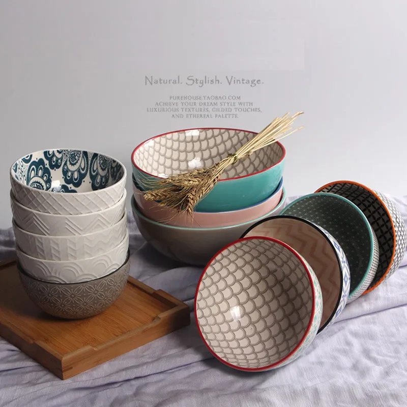 Суповая чаша красочная посуда миски для лапши большой емкости ручная роспись