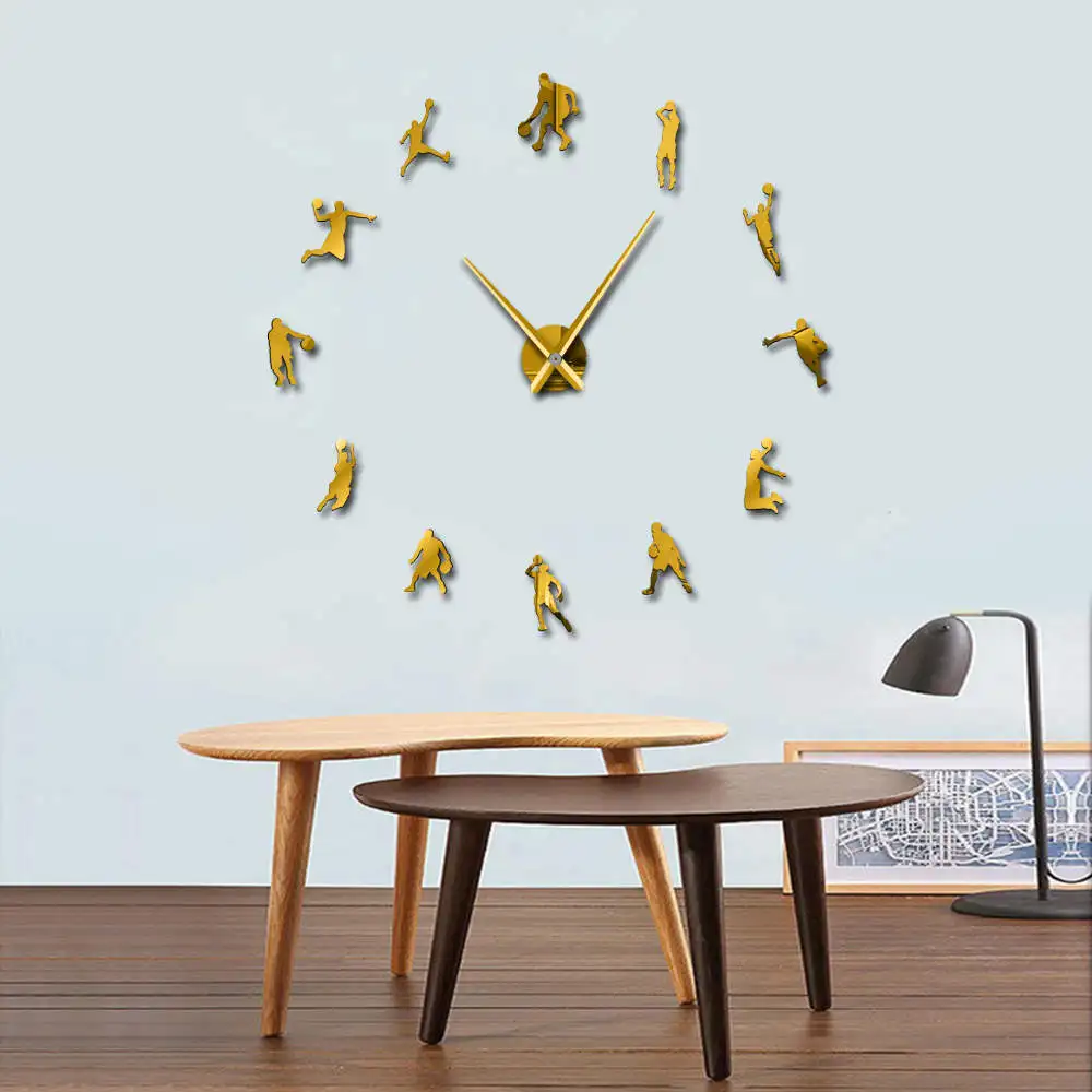 

Basketball Players 3D DIY Large Wall Clock Basketball Slam Dunk Kid Room Wall Decor Giant Wall Clock Wall Watch Gifts Hall Decor