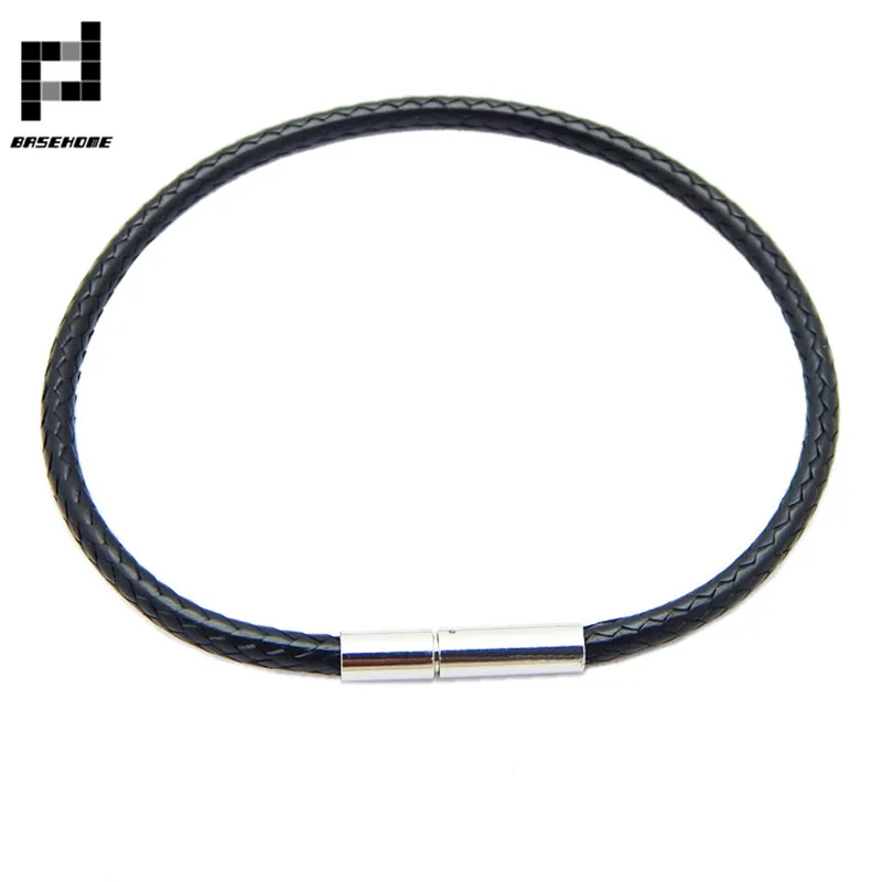 

BASEHOME 1.5/2/3mm Black Red Wax Rope Bracelets Bangle Stainless Steel Clasp Leather Cord Bracelet for Gift Lover