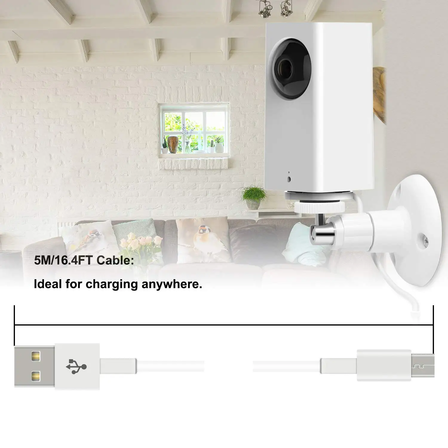 Сверхдлинный кабель Micro USB 5 м 8 м 10 м для Victure camera, Amazon Cloud Cam, Yi Dome camera, Furbo Dog, Dropcam, WyzeCam, Xbox, PS