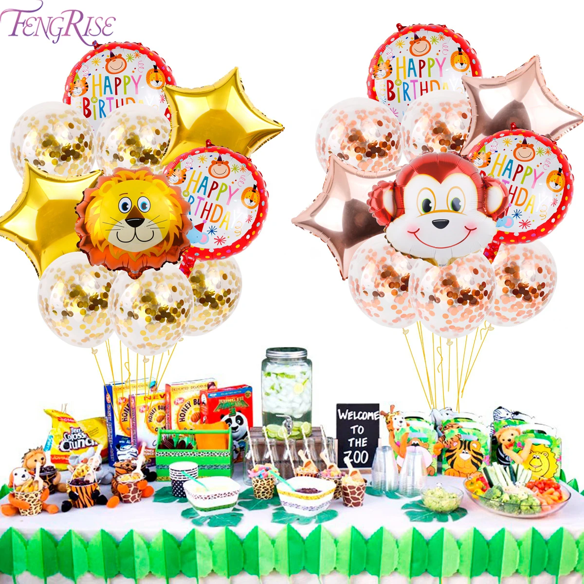 FENGRISE мультфильм воздушные шарики в виде животных тигра Льва совы китайских