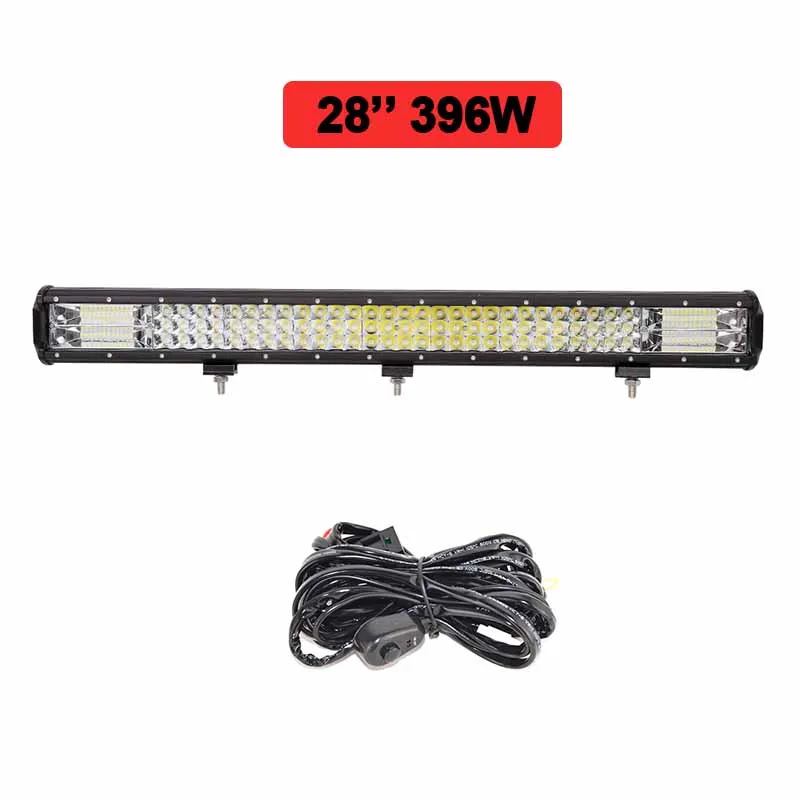 396w with wire kit Размеры 4, 10, 12, 18, 20, 23 дюймов внедорожный светодиодный светильник бар 324 Вт 396 Вт прожектор точечного комбинированного луча СВЕТОДИОДНЫЙ светильник тумана светильник для 4x4 4WD внедорожник ATV головной светильник - Цвет: 396w with wire kit
