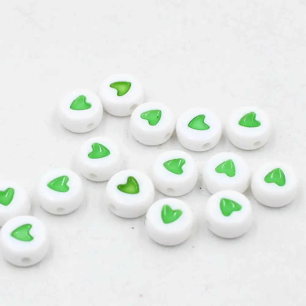 green love round Много видов 6 мм 100 шт бусины в форме букв алфавита акриловые бусины для изготовления ювелирных изделий для женщин и детей DIY браслет ожерелье Фурнитура - Цвет: green love round