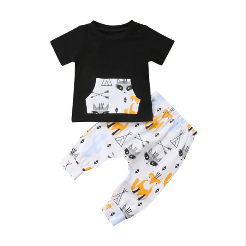 Комплект для малышей 0 2 лет куртка с карманами футболка + штаны лисой комплект из