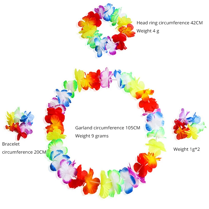 5 шт. цветная юбка с листьями и травой цветок Lei Hula Гирлянда Венок браслеты