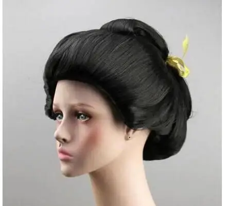 Лидер продаж женский парик YU Wig для косплея новый черный гейши полный из волос
