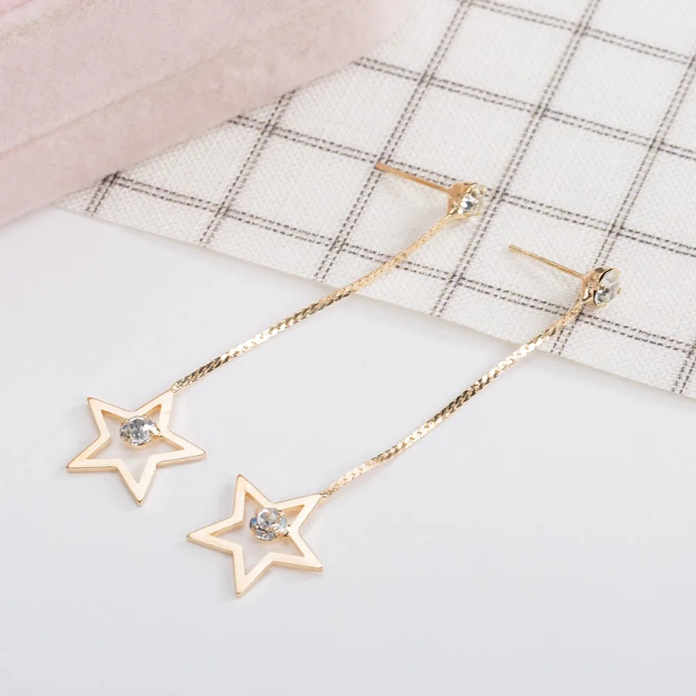 YFJEWE Women's Vintage Hollow Wheel Five Five-pointed Star Pendant Eardrop Dangle Earrings Jewelry E590 | Украшения и