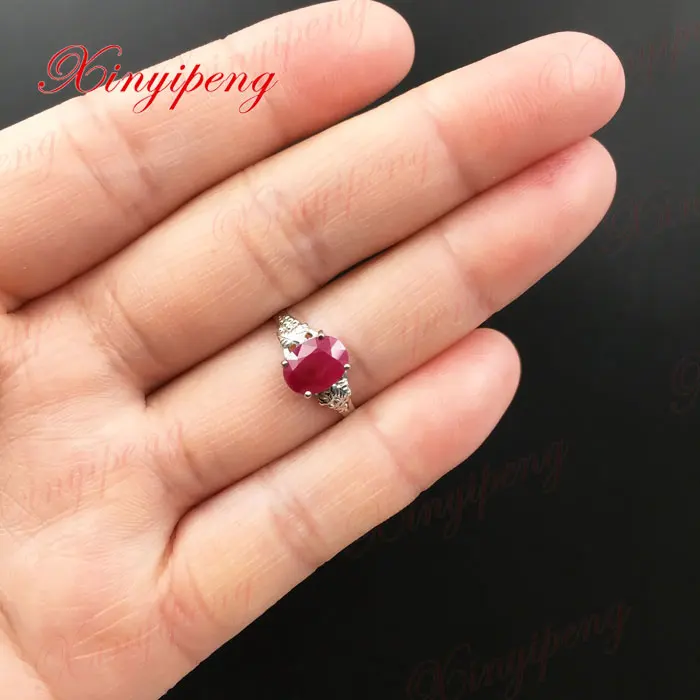 18 К белого золота с натуральный рубин кольцо женский Fine Jewelry контракт джокер деньги красный