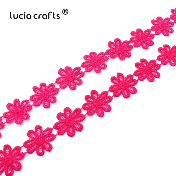 Lucia crafts 2,5 см ручной работы лоскутный материал с кружевной лентой пошив одежды «сделай сам» кружевная отделка головные уборы аксессуары 2 ярдов N0408 - Цвет: C6 Rose red