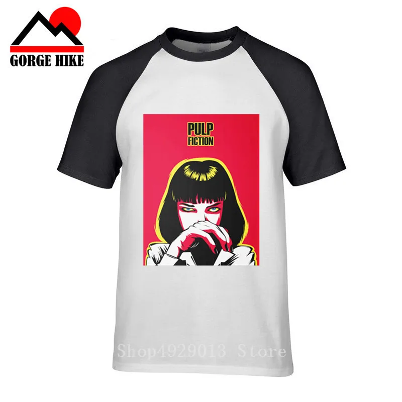 Новая мода фильм Миа Уоллес целлюлоза Футболка мужская летняя Quentin футболка