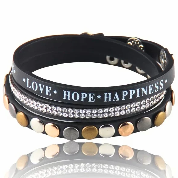 Стразы надежная любовь счастье черная многослойная Повседневная обертка