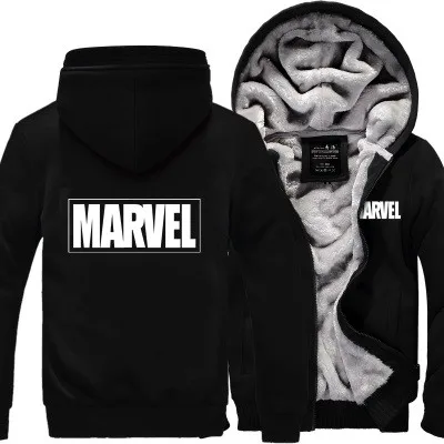 Капитан Америка новые зимние куртки и пальто Marvel толстовка с капюшоном Толстая молния мужские толстовки