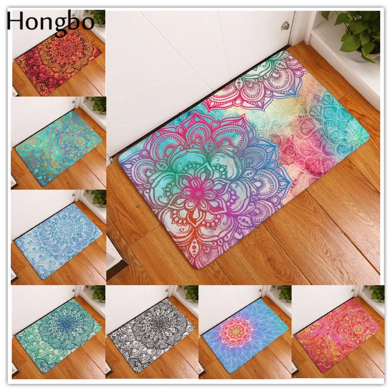 

Hongbo Mandala Printed Mats Floral Printed Carpet Mat Non-slip Doormat for Kitchen Bathroom Toilet Flannel Home Decoration Entra