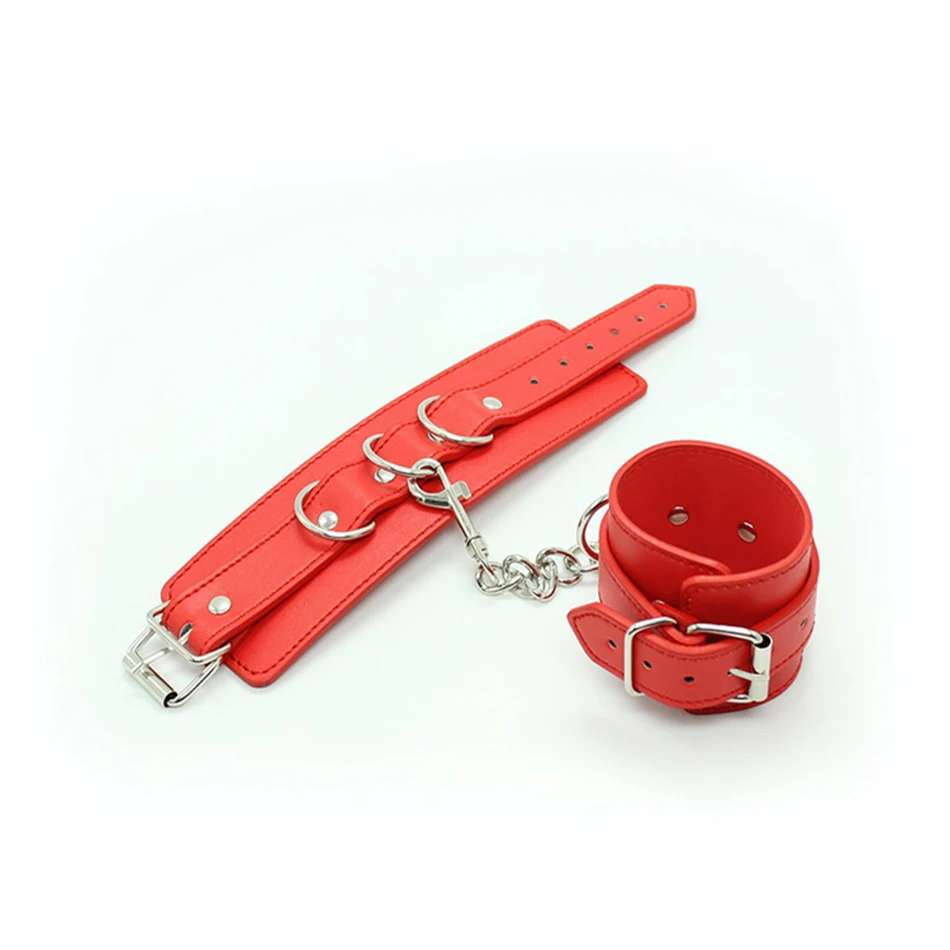 Красные наручники из искусственной кожи фиксаторы сексуальное рабство