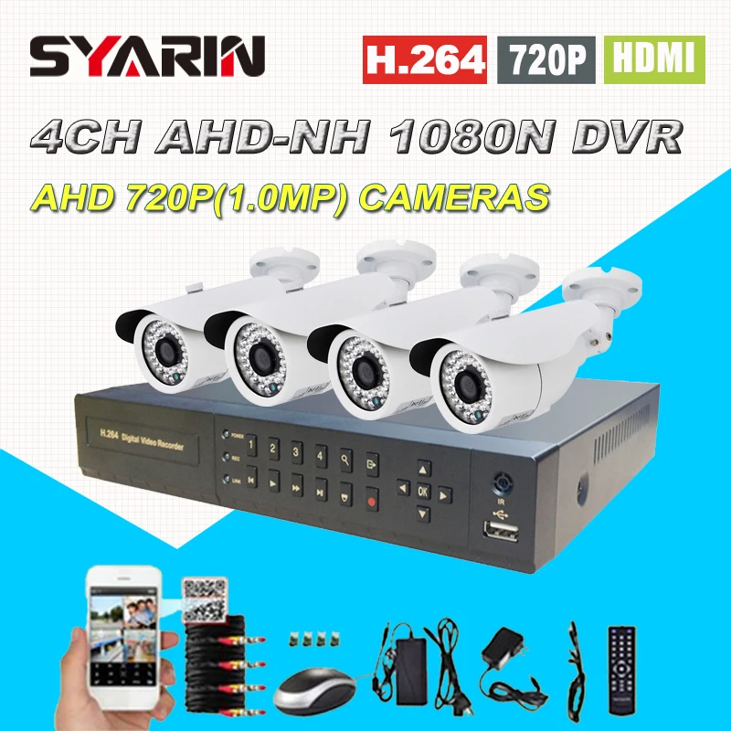 Безопасности 4ch полный 1080n CCTV Системы AHD NH 4 канальный DVR с 1200tvl 720 P наружного