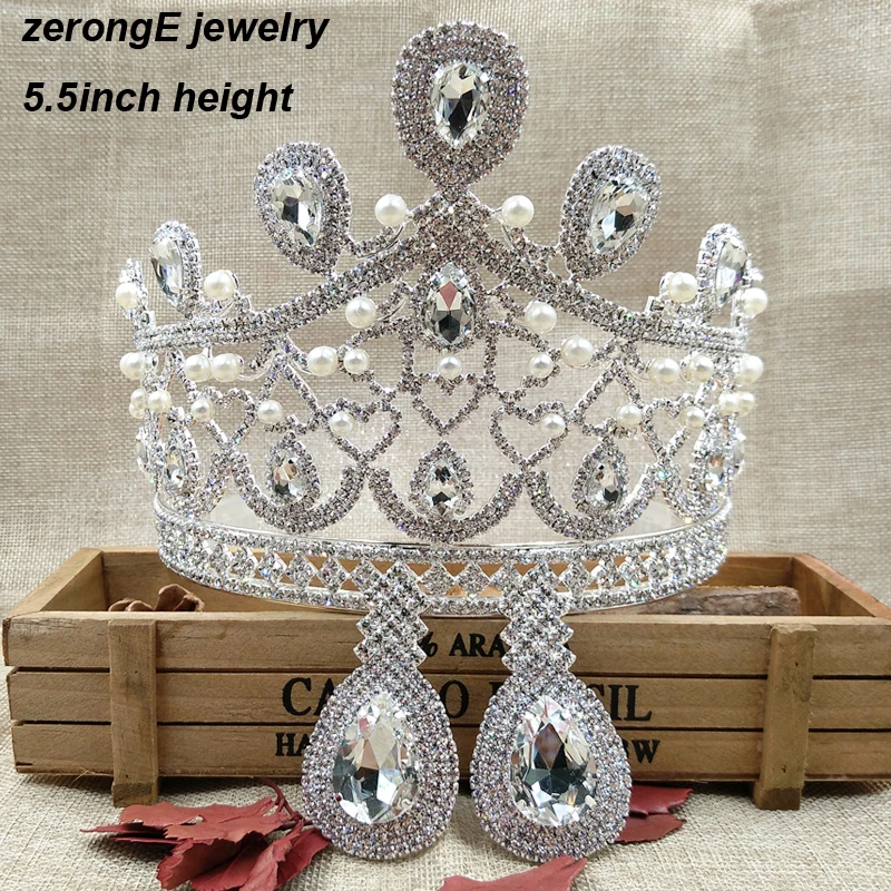 ZerongE ювелирные изделия Великолепная тиара из горного хрусталя Серебряная