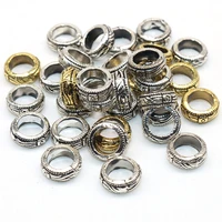 9mm 50pcslot vintage silver color big hole spacer beads wheel pattern bead needlework bracelet jewelry making