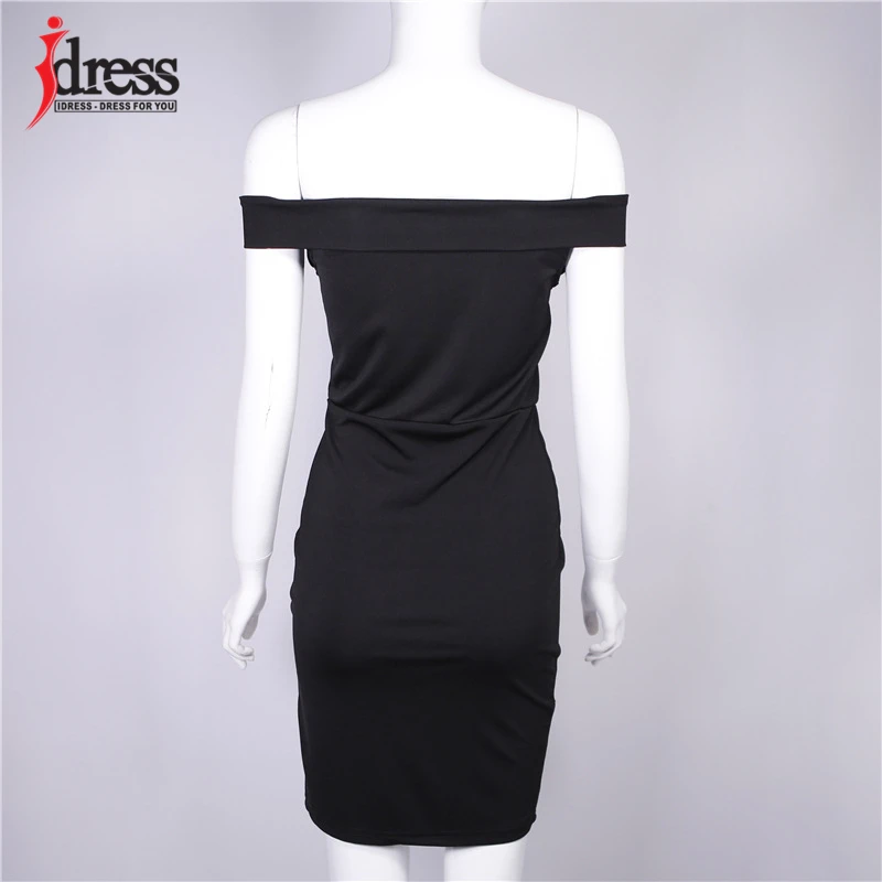 Женское платье туника IDress черное/Красное Облегающее Платье с вырезом лодочкой и