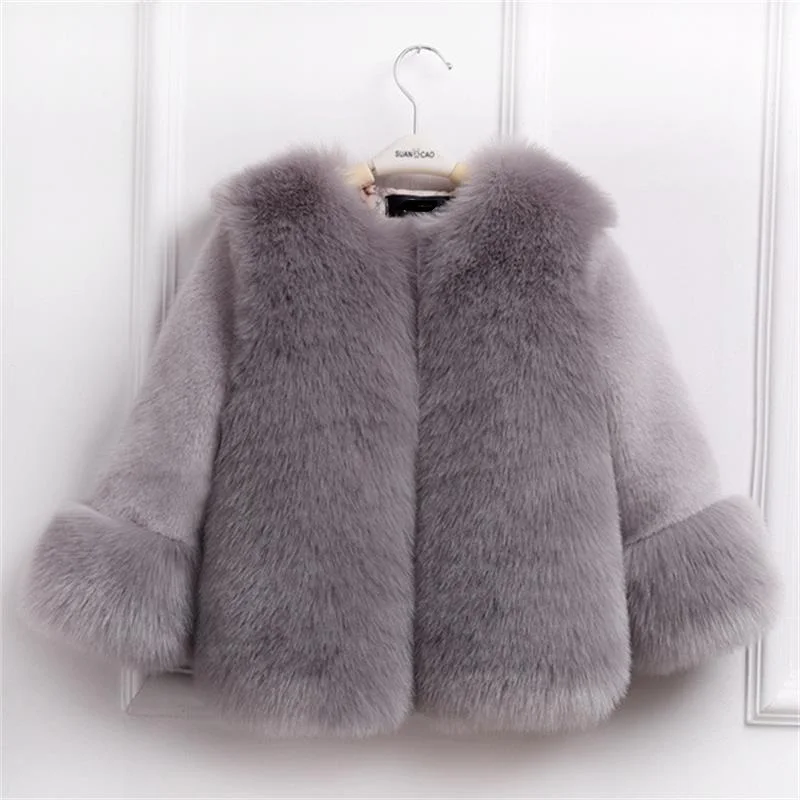 Winter Girls Fur Coat Elegant Baby Girl Faux Jackets And Coats Thick Warm Parka Kids Boutique Clothes | Детская одежда и обувь