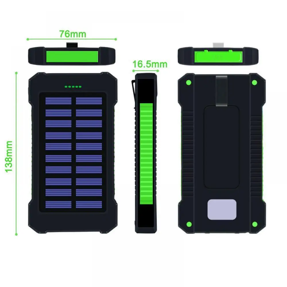 Портативный Водонепроницаемый Солнечный 30000mah внешний аккумулятор с двумя USB