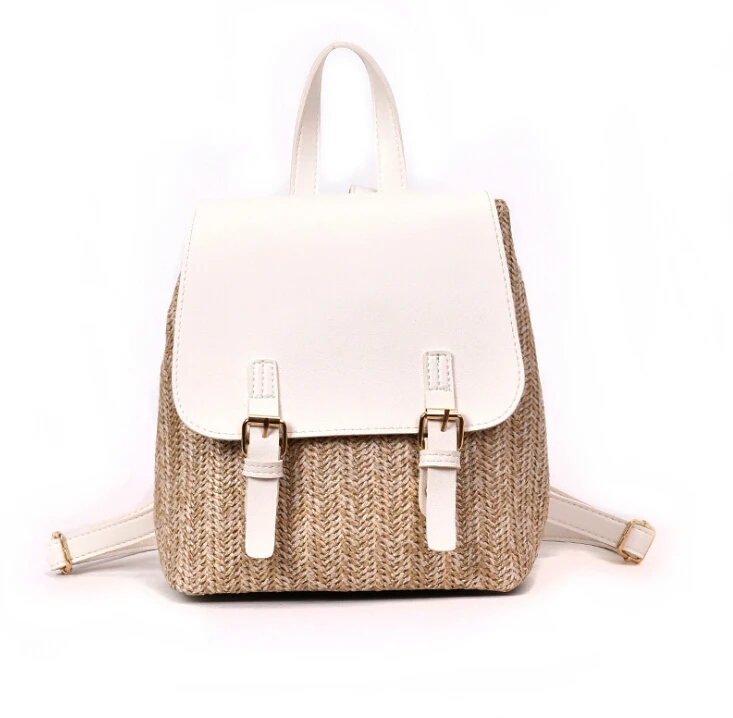 Рюкзак женский Дорожный Кожаный маленький рюкзак сумки на плечо модный соломенный рюкзак женские рюкзаки