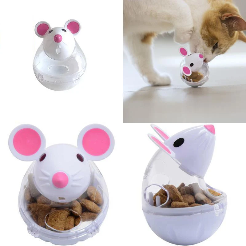 Pet cat dog tumbler автоматическое устройство для протекания в форме мультяшной мыши игрушка для кошек товары для домашних животных автоматические кормушки для кошек 40