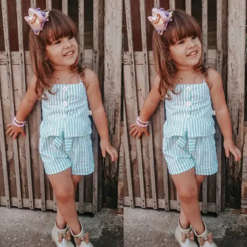 Голубые полосатые шорты комплект одежды из 2 предметов для малышей маленьких