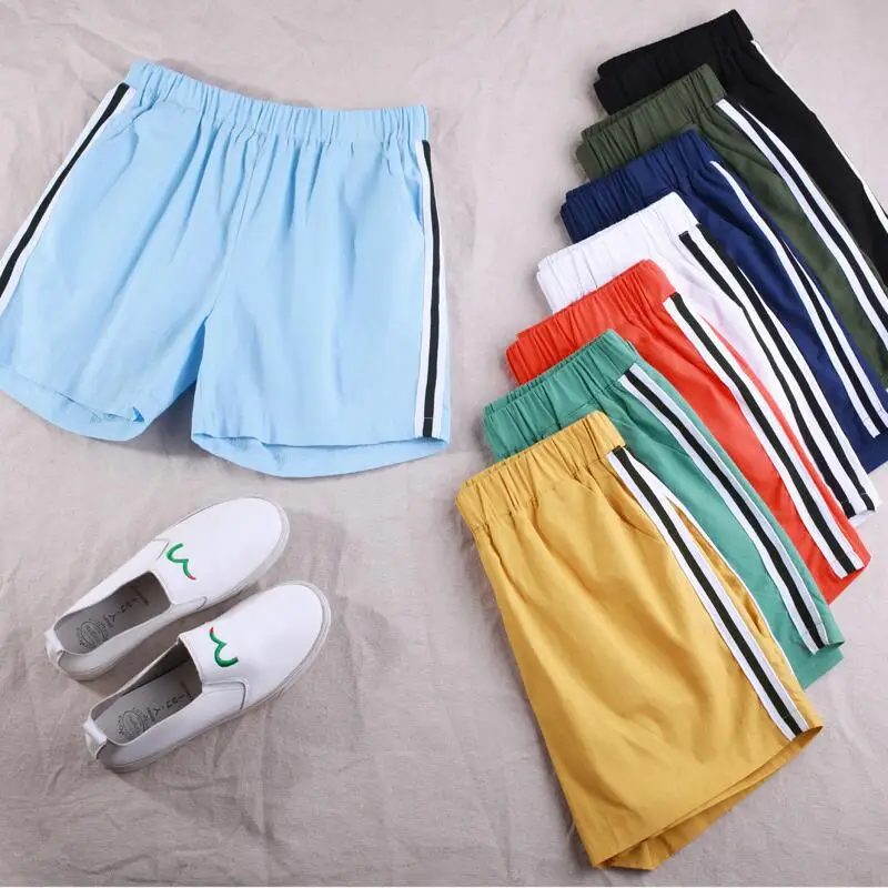 Корейский стиль летние женские хлопковые льняные шорты размера плюс M-7XL короткие