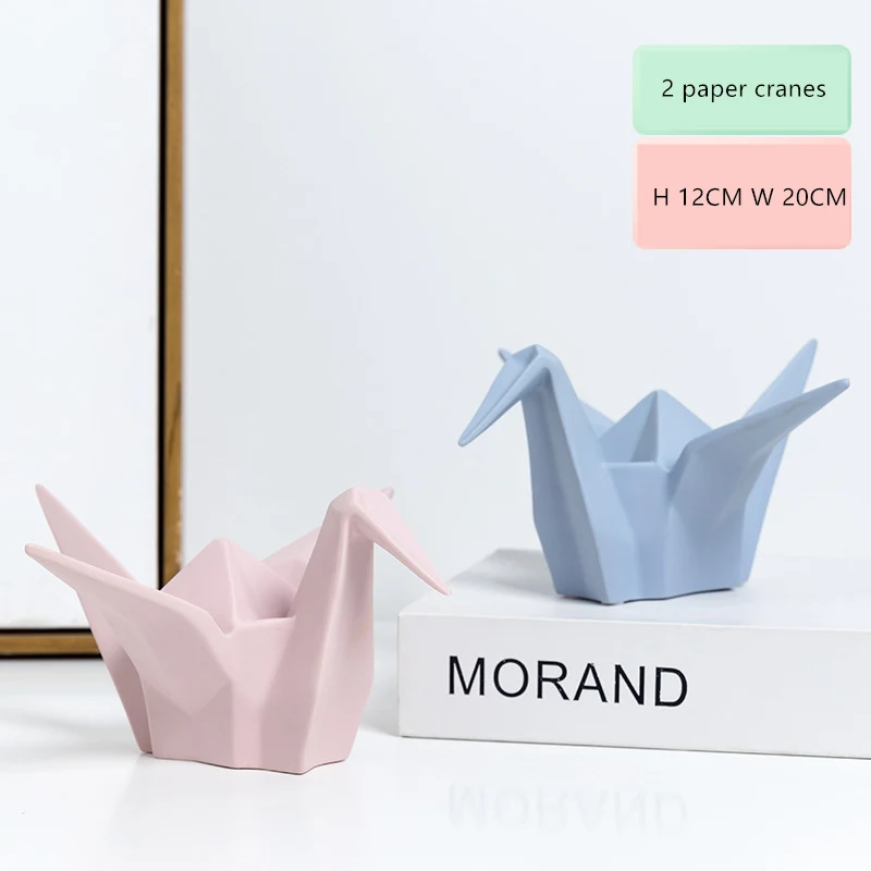 2 paper cranes Европейская керамическая эмалированная фигурка животного, кошка, лиса, олень, ананас, фигурки, Декор для дома, аксессуары, миниатюры, ремесла - Цвет: 2 paper cranes