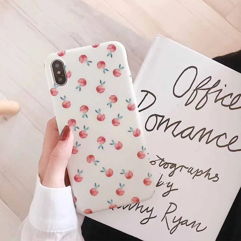 JIBAN Шелковый узор Розовый персики чехол для Iphone X XS MAX XR милый мультфильм мягкий