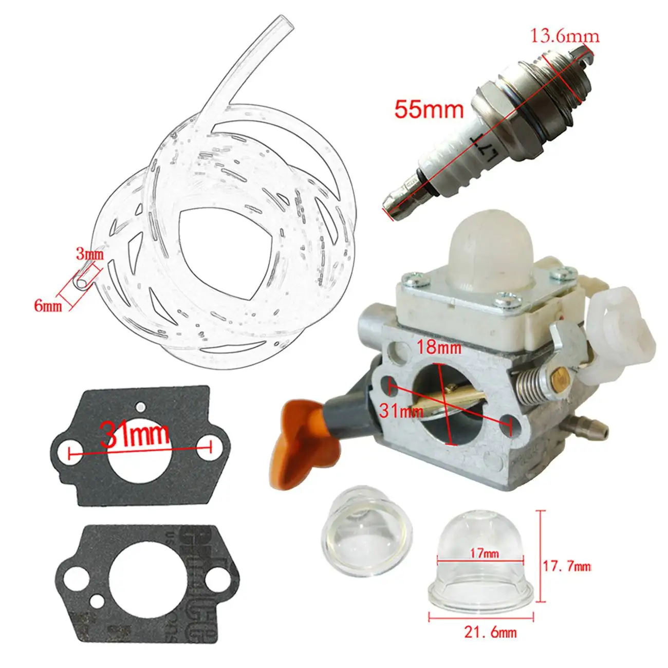 

Carburetor & Fuel Pipe & Spark Plug & Carb Gasket For Stihl FS40 Zama C1M-S267A