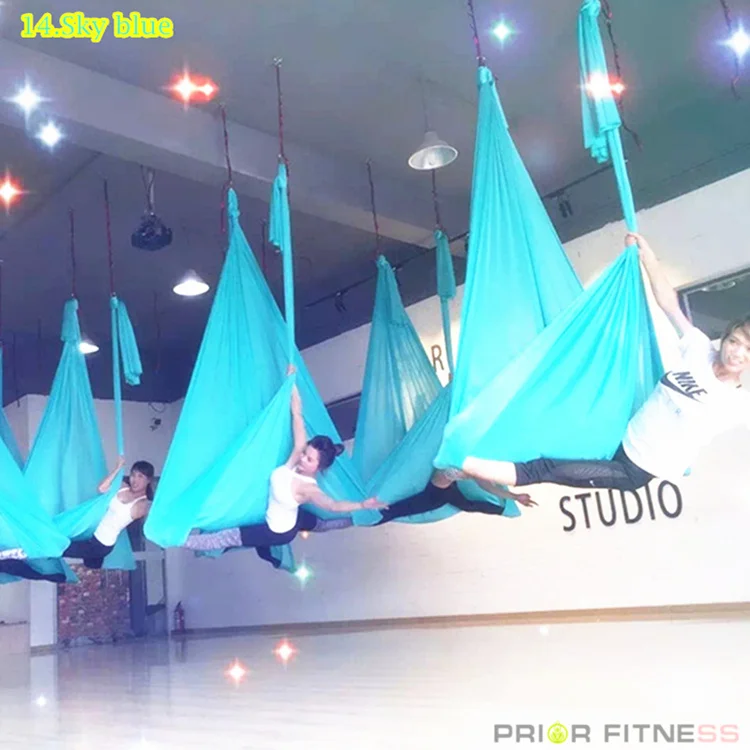 Sky blue Эластичный 7 метров воздушный Йога Комплект гамака новейший многофункциональный анти-гравитационный Йога Ремни качели для йоги Обучение Йога воздушные качели - Цвет: Sky blue