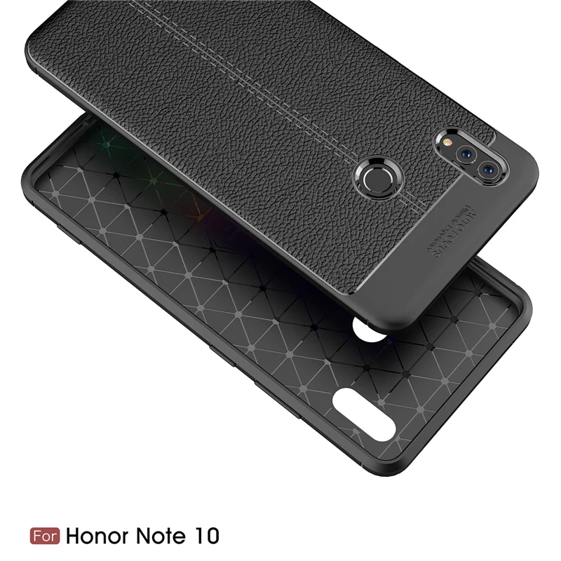 Матовый Мягкий силиконовый чехол из ТПУ для Huawei Honor Note 10 кожаный с текстурой личи