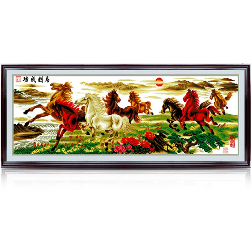 Вышивка крестиком готовая/успех до восьми Pentium восемь лошадей вышивка