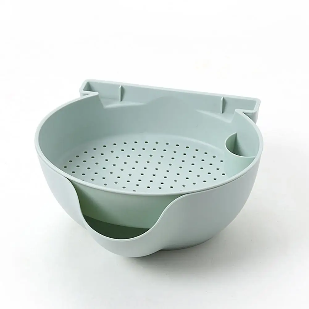 Light green Двойной Пластик сливная корзина Кухня чаша Лапша овощи фрукты рисовая промывка фильтр домашний плавательный бассейн крылом Органайзер контейнер - Цвет: Light green