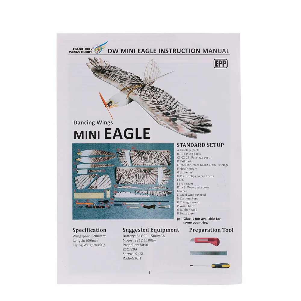 Радиоуправляемый летательный аппарат для животных Biomimetic Eagle EPP Mini Slow Flyer 1200 мм Летающий видеосамолет комплект