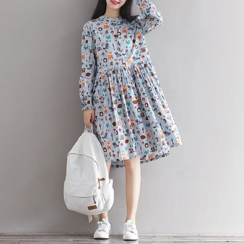 2016 Новое Прибытие Весна Осень Женщины Одеваются Животных Шаблон Стоять Воротник