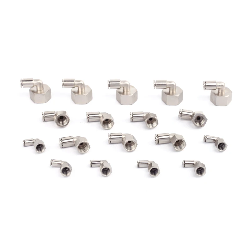 

SNS JPLF Series Pneumatic Female Thread Elbow Nickel-Plated Brass Quick Connect Pipe Fittings Air Hose Tube Connector
