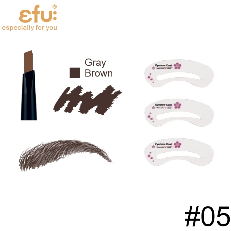 7050A Gray Brown 5 цветов стойкий карандаш для бровей+ форма для бровей мягкая и гладкая Мода глаз 0,4 г Лотос серия макияж бренд EFU# 7046-A - Цвет: 7050A Gray Brown