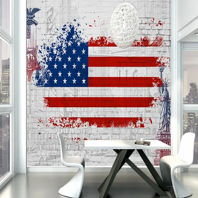Пользовательские фото обои ретро Американский флаг граффити фон настенная