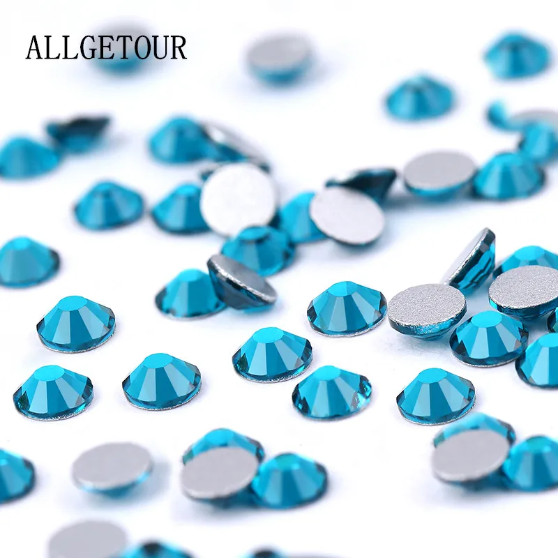 Allgetour ss3-ss30 голубой циркон блестящие хрустальные стразы аппликация Flatback Номера