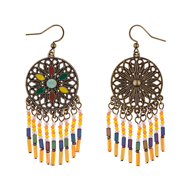 Новые Круглые Серьги DOUVEI в стиле ретро с капающим масляным цветком зеленые и