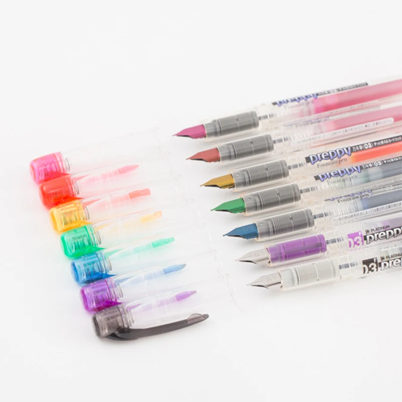 5pcs/lot Japan Platinum Preppy Fountain Pen F Tip(0.3 mm) Black Red Blue Yellow Green PPQ 200 5P|pen marker|pen ledpen cross |