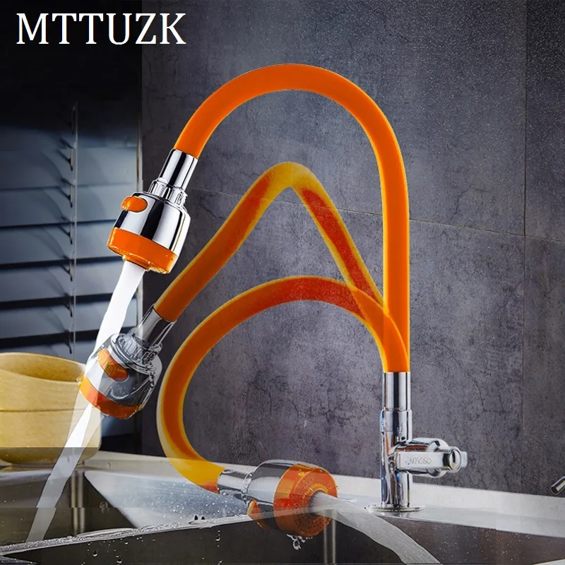 MTTUZK смеситель для кухни из твердой латуни силикагель вращающийся в любом