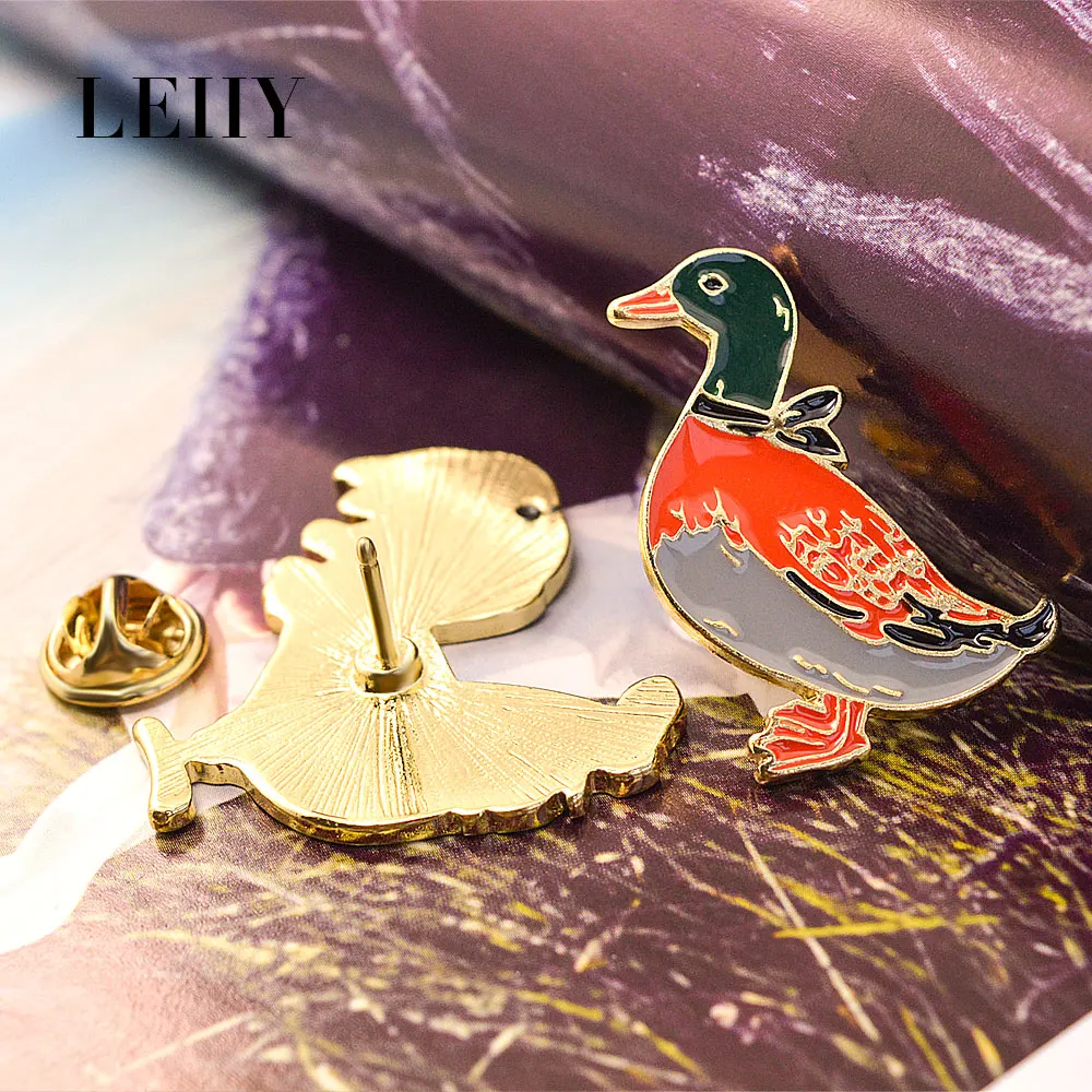 Leiiy Stylish Multicolored Enamel Cute Chicken Duck Shape Pin Brooches For Women Lady Gold-color Fashion Jewellery | Украшения и