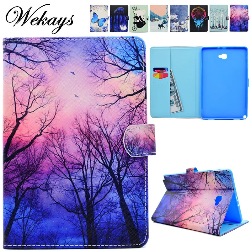 

Wekays Case For Samsung Galaxy Tab A 2016 A 6 A6 10.1 P585 P580 Cute Cartoon Flower PU Leather Flip Cover Cases Fundas SM-P585