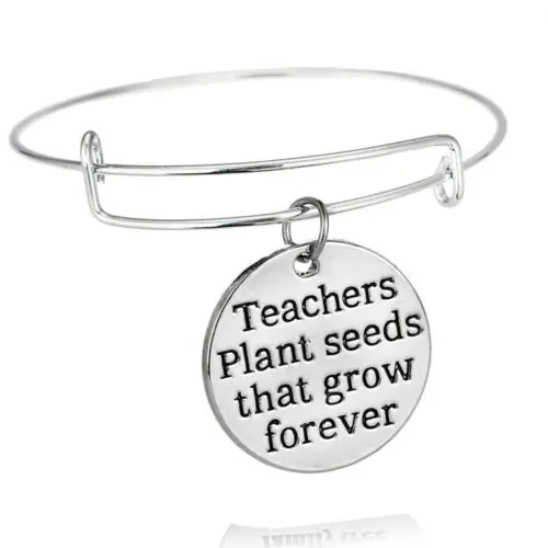 Teachers Plant Seeds Серебряный браслет расширяющийся кабель обернутые браслеты для женщин подарок мамы, папы, сестры дочери семья ювелирные изделия - Окраска металла: Teachers Plant Seeds