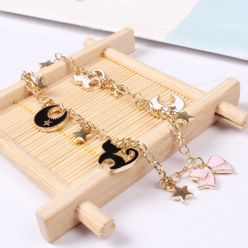 Изящный милый черный Кот 2 стиля Очаровательная подвеска в форме звезды ожерелье